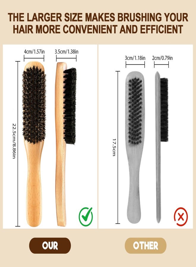 Goiple Boar Bristle Slick Back Hair Brush for Smooth Flyaways, Frizz, Sleek Ponytail, Buns and Edge Baby Hair, Teasing | Hair Comb, Edge Brush, Teasing Brush Styling Accessories for Girls, Kids, Women & Men - Image 5